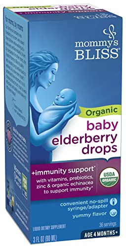 Mommy's Bliss Organic Baby Elderberry Drops, Immune Support with Vitamins, Prebiotics, Zinc & Organic Echinacea, Age 4 Months +, 3 Fl Oz (36 Servings) - Image 8