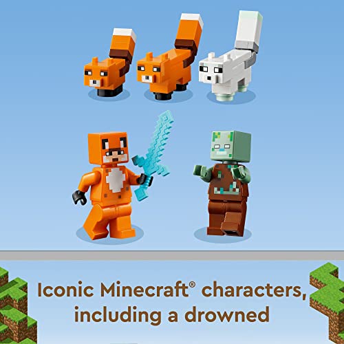 LEGO Minecraft The Fox Lodge House 21178 Animal Toys with Drowned Zombie Figure, Birthday Gift for Kids, Boys and Girls Age 8 Plus Years Old - Image 3