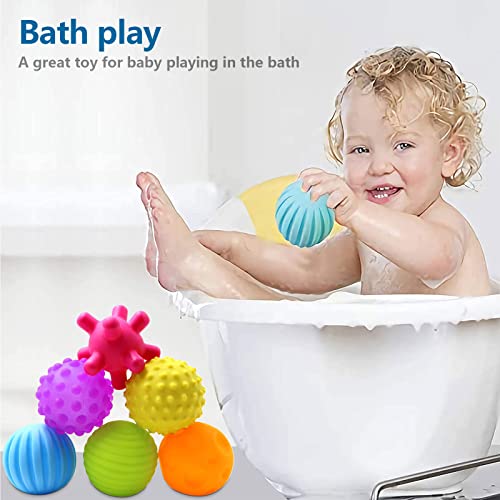 ROHSCE Baby Textured Multi Sensory Toys Massage Ball Gift Set BPA Free for Toddlers 1-3 Soft Balls Montessori Infant Baby Toys 6 to 12 Months 6 Pack - Image 3