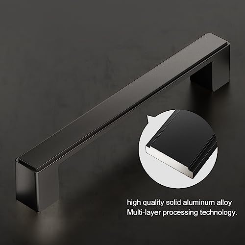 Cobbe 10 Pack Matte Black 5 Inch(128mm) Hole Centers Kitchen Cabinet Handles, Cabinet Pulls Kitchen Cabinet Hardware for Cupboard Drawer Handles Dresser Pulls - Image 8