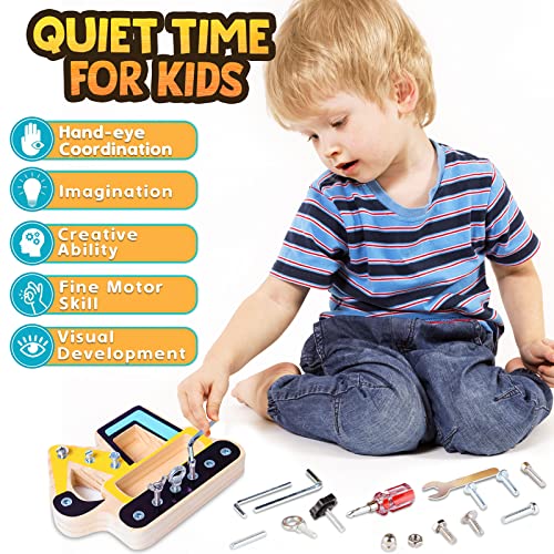 CozyBomB Screw Driver Board Preschool Toys - Montessori Toys for 3 Year Old Learning Fine Motor Skills Educational Sensory Toy for 3+ Year Old Activities Sensory STEM Wooden Tool Set Screwdriver - Image 4