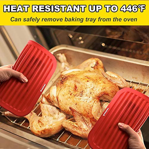 Anaeat 2 Pack Silicone Trivets for Hot Pots and Pans - Heat Resistant Real Silicone Hot Pads for Kitchen Counter, Multi-Purpose & Durable Trivet Mat for Hot Dishes, Jar Opener, Spoon Holder (Red ) - Image 4