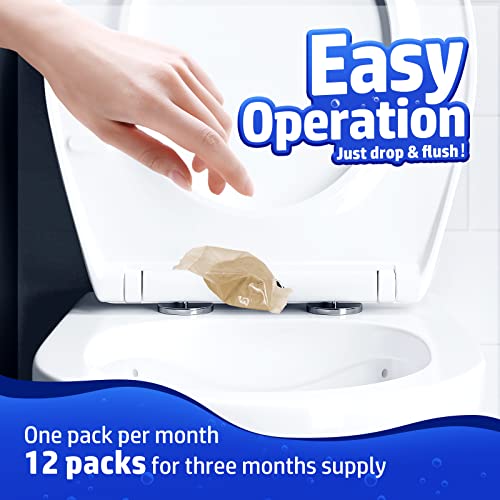 Vacplus Septic Tank Treatment - 12 Packs for 1-Year Supply, Flushable & Dissolvable Septic Tank Treatment Packets with Easy Operation, Biodegradable Septic Tank Treatment Enzymes for Wastes & Odors - Image 4