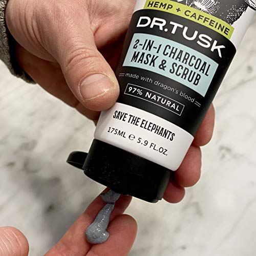 DR. TUSK 2-in-1 Mens Face Scrub & Facial Mask | Exfoliating Charcoal Cleanser | Kaolin & Bentonite Clay | Hempseed Oil & Caffeine | Natural Skincare for Men 5.9 Fl Oz - Image 7