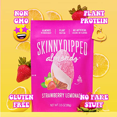 SKINNYDIPPED Strawberry Lemonade Almonds, Limited Edition, Healthy Snack, Plant Protein, Gluten Free, 3.5 oz Resealable Bags, Pack of 5 - Image 5