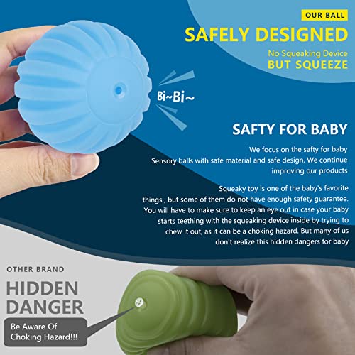 ROHSCE Baby Textured Multi Sensory Toys Massage Ball Gift Set BPA Free for Toddlers 1-3 Soft Balls Montessori Infant Baby Toys 6 to 12 Months 6 Pack - Image 9