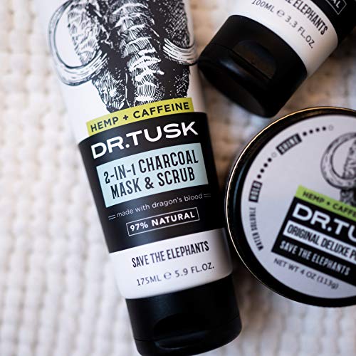 DR. TUSK 2-in-1 Mens Face Scrub & Facial Mask | Exfoliating Charcoal Cleanser | Kaolin & Bentonite Clay | Hempseed Oil & Caffeine | Natural Skincare for Men 5.9 Fl Oz - Image 3