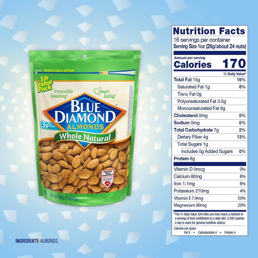 Blue Diamond Almonds Whole Natural, 16 oz. - Image 2
